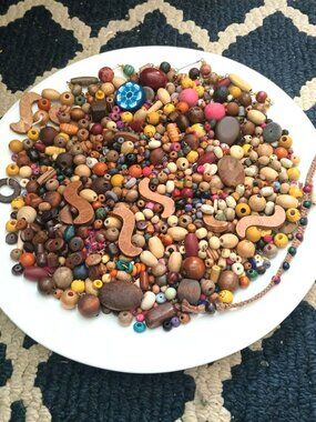 DIY Assorted Fall Wood Bulk Beads Multi Color All Sizes & Shapes
